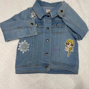 Disney Light Blue Denim Jean Jacket with Elsa & Snowflake Patches
